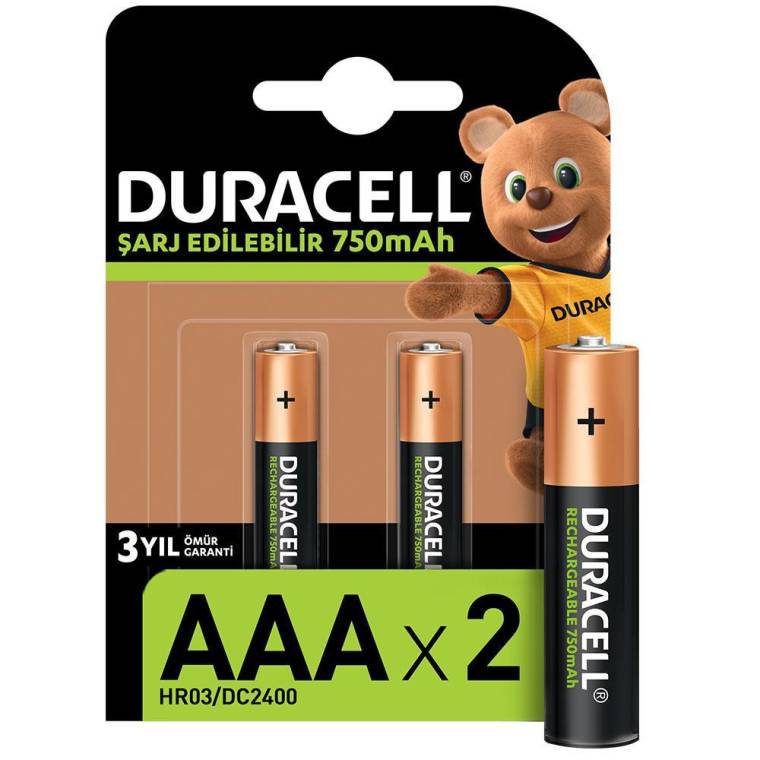 Duracell Şarj Edilebilir AAA 750mAh Piller, 2’li paket - 1