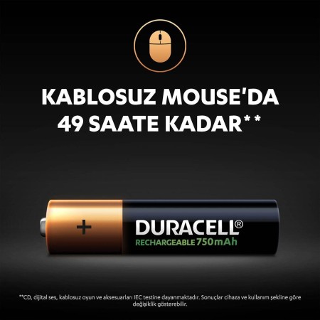 Duracell Şarj Edilebilir AAA 750mAh Piller, 2’li paket - Thumbnail