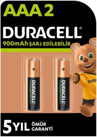 Duracell - Duracell Şarj Edilebilir AAA 900 mAh İnce Kalem Pil, 2'li Paket