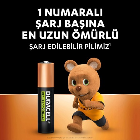 Duracell Şarj Edilebilir AAA 900 mAh İnce Kalem Pil, 2'li Paket - Thumbnail