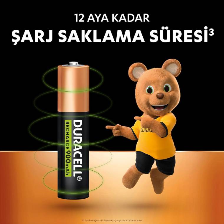 Duracell Şarj Edilebilir AAA 900 mAh İnce Kalem Pil, 2'li Paket - 5