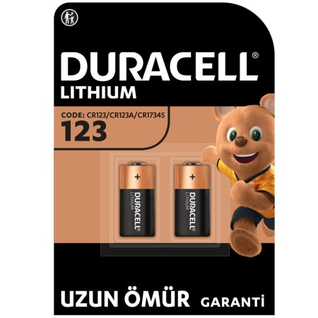 Duracell Yüksek Güçlü Lityum 123 Pil 3V, 2'li paket (CR123 / CR123A / CR17345)