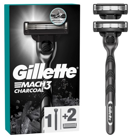 Gillette Mach3 Charcoal Tıraş Makinesi Gövde + 2 Başlık - Thumbnail