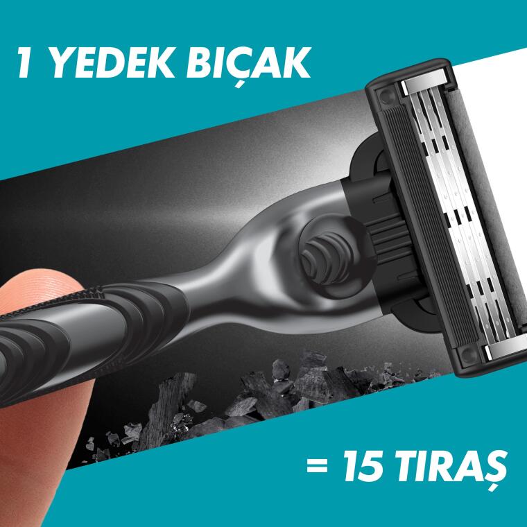 Gillette Mach3 Charcoal Tıraş Makinesi Gövde + 2 Başlık - 4