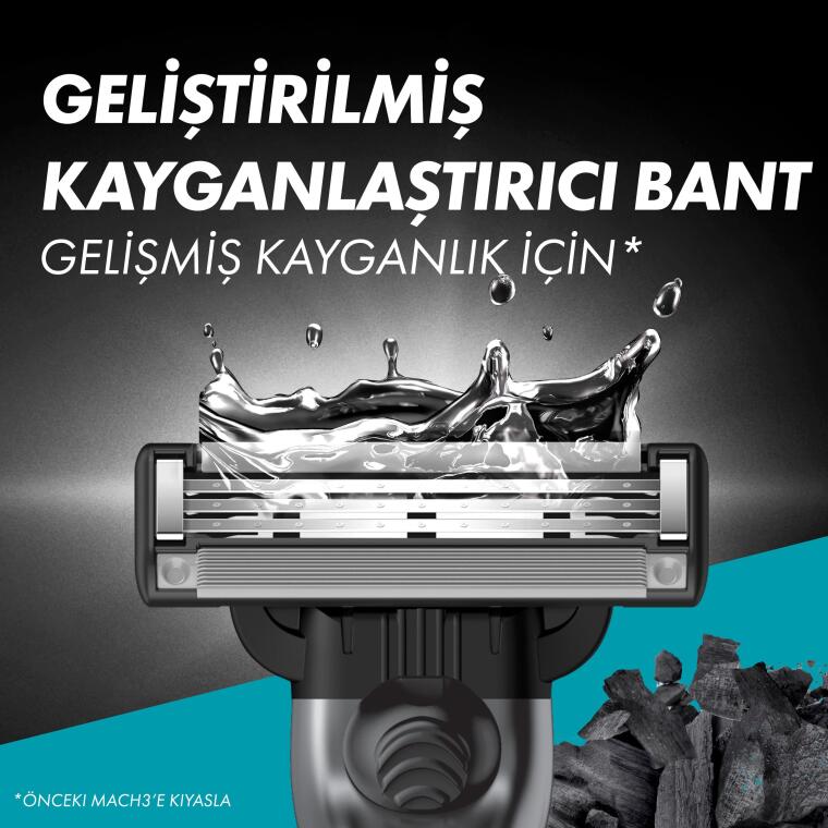 Gillette Mach3 Charcoal Tıraş Makinesi Gövde + 2 Başlık - 5