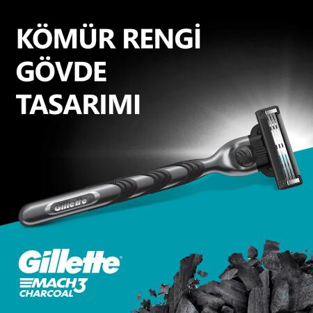 Gillette Mach3 Charcoal Tıraş Makinesi Gövde + 2 Başlık - 7