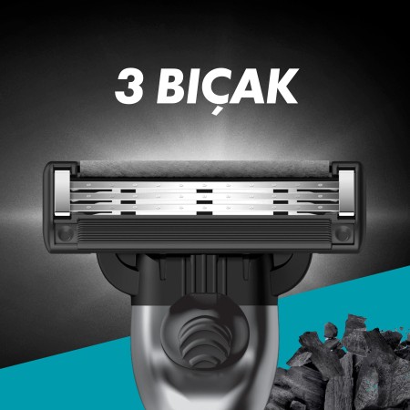 Gillette Mach3 Charcoal Tıraş Makinesi Gövde + 5 Başlık - Thumbnail