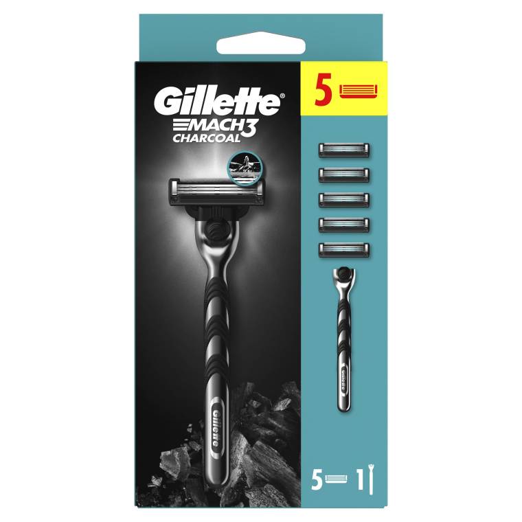 Gillette Mach3 Charcoal Tıraş Makinesi Gövde + 5 Başlık  - 8