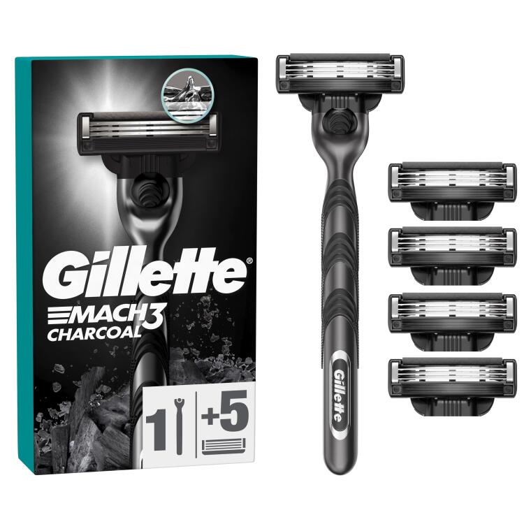 Gillette Mach3 Charcoal Tıraş Makinesi Gövde + 5 Başlık  - 1