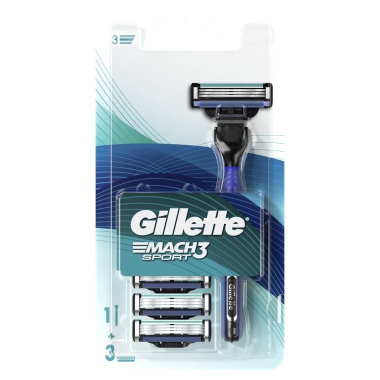 Gillette Mach3 Sport Tıraş Makinesi Gövde + 3 Başlık - 1