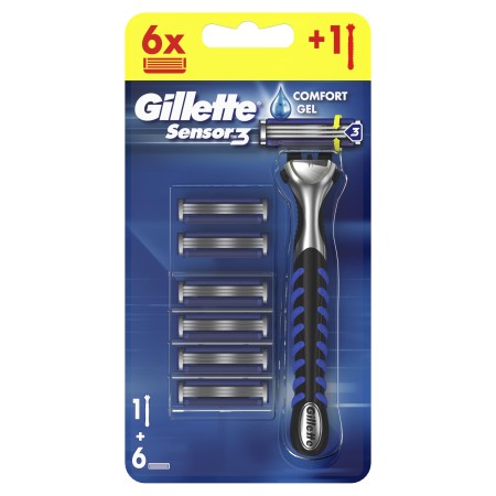 Gillette - Gillette Sensor3 Tıraş Makinesi + 6 Adet Yedek Tıraş Bıçağı