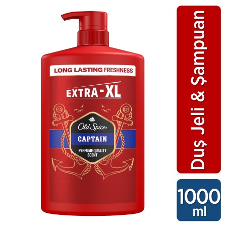 Old Spice - Old Spice Captain Erkek Duş Jeli ve Şampuan 1000 ml XXL Büyük Boy