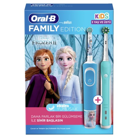 Oral-B Aile Paketi Pro 500 + D100 Frozen Şarjlı Diş Fırçası - Thumbnail