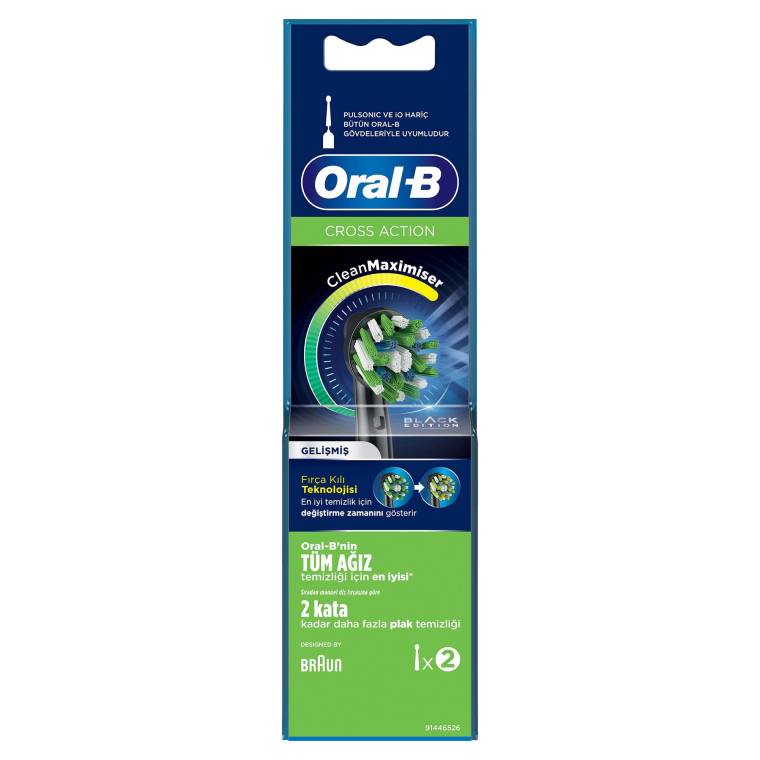 Oral-B Cross Action 2'li Diş Fırçası Yedek Başlığı EB50 Siyah - 2