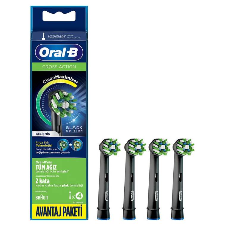 Oral-B Cross Action 4'lü Diş Fırçası Yedek Başlığı EB50 (Black) - 1