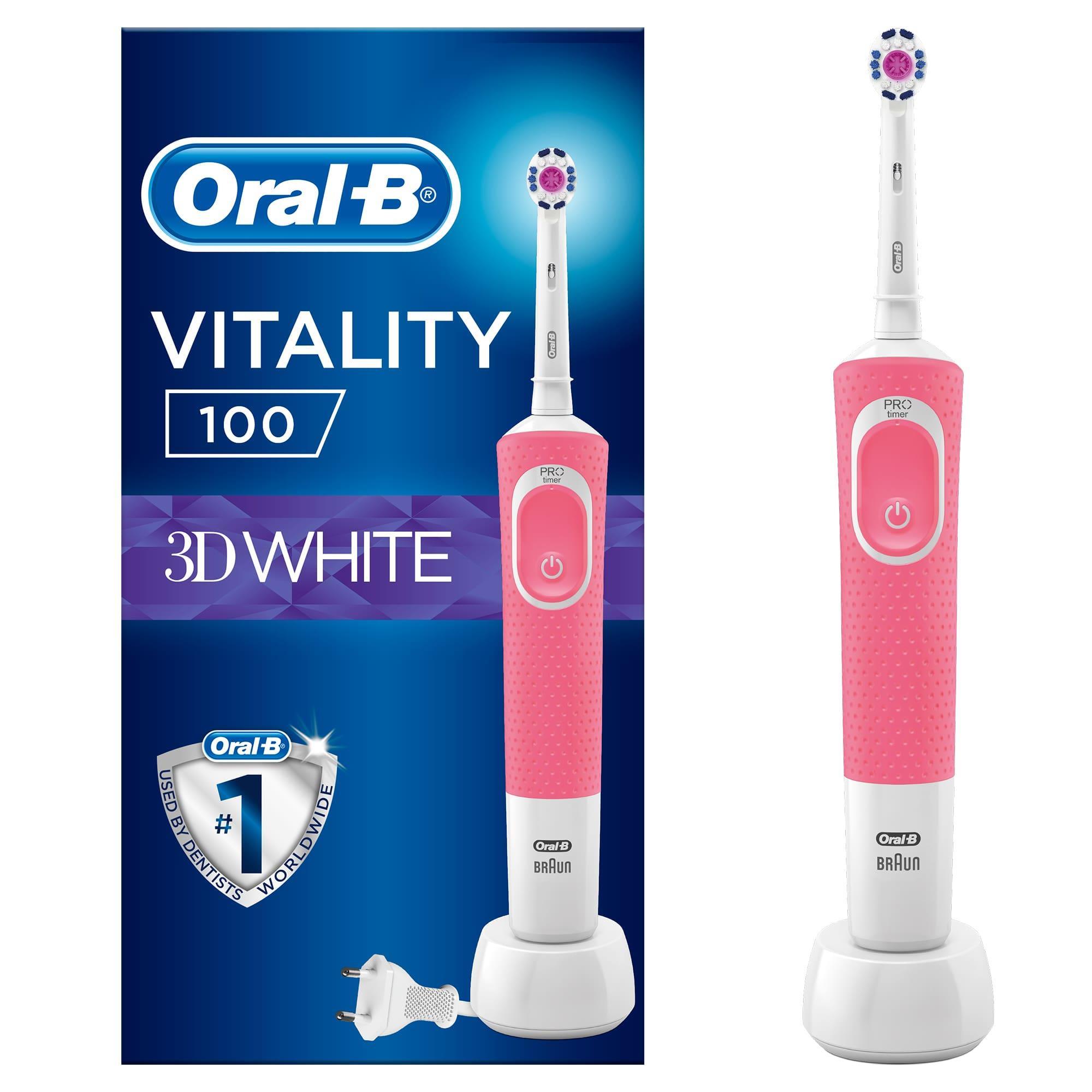 Oral-B D100 Vitality 3D White Şarjlı Diş Fırçası - Pembe - 1