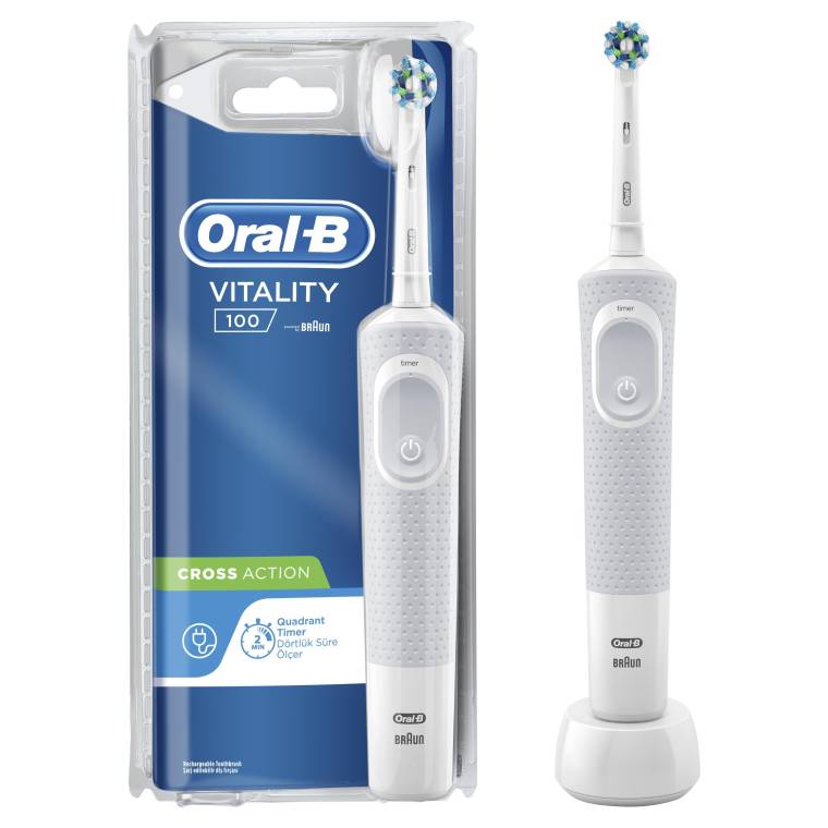 Oral-B D100 Vitality Cross Action Şarjlı Diş Fırçası - Beyaz - 1
