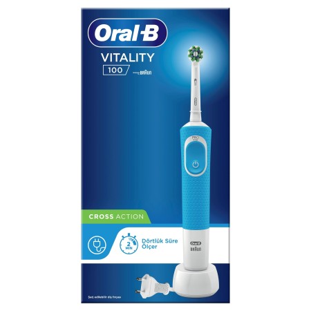 Oral-B - Oral-B D100 Vitality Cross Action Şarjlı Diş Fırçası - Mavi