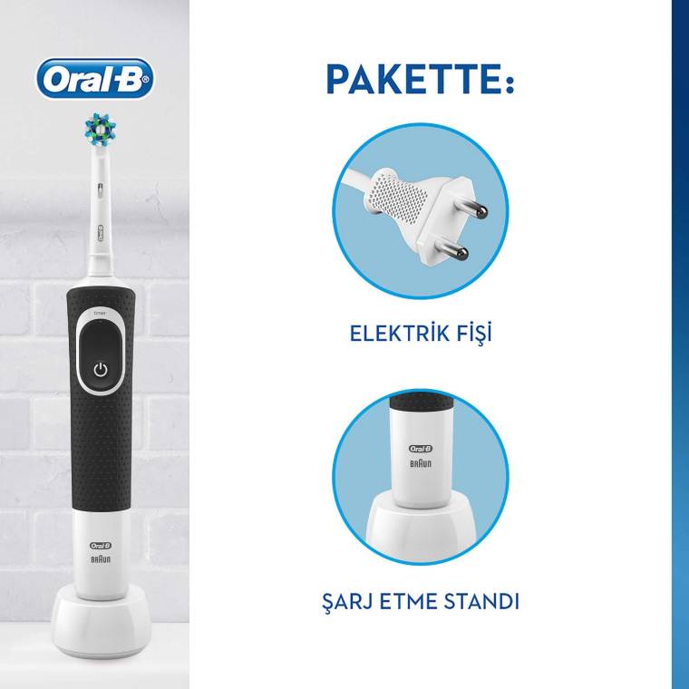 Oral-B D100 Vitality Cross Action Şarjlı Diş Fırçası - Siyah - 2