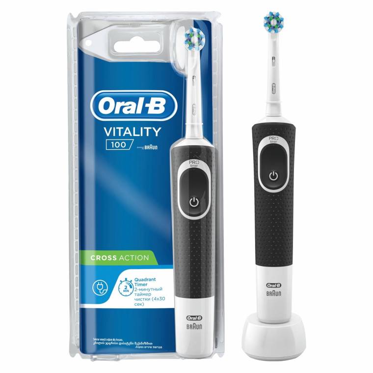 Oral-B D100 Vitality Cross Action Şarjlı Diş Fırçası - Siyah - 1