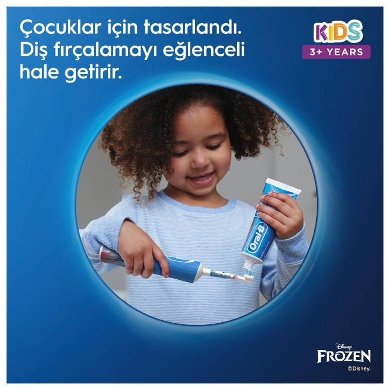 Oral-B D100 Vitality Frozen Özel Seri Çocuklar İçin Ekstra Yumuşak Şarj Edilebilir Diş Fırçası + Seyahat Kabı  - 3
