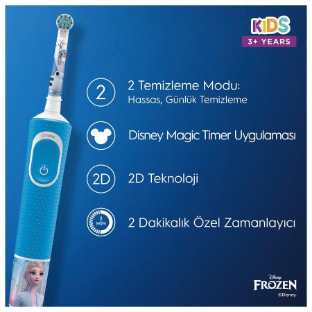 Oral-B D100 Vitality Frozen Özel Seri Çocuklar İçin Şarj Edilebilir Diş Fırçası - Thumbnail