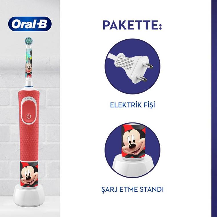 Oral-B D100 Vitality Mickey & Friends Özel Seri Çocuklar İçin Şarj Edilebilir Diş Fırçası - 4