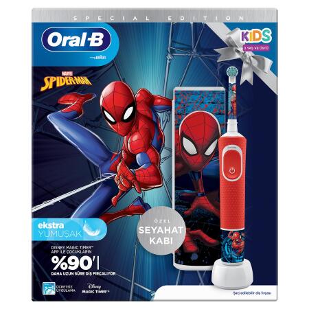 Oral-B D100 Vitality Spiderman Özel Seri Çocuklar İçin Ekstra Yumuşak Şarj Edilebilir Diş Fırçası + Seyahat Kabı  - 9