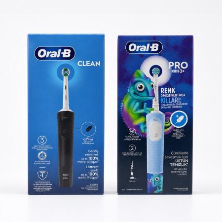 Oral-B D103 Vitality Pro Clean + Kids Şarjlı Diş Fırçası 2'li Avantaj Paketi