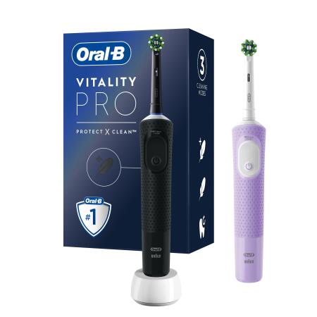 Oral-B D103 Vitality Pro Cross Action Şarjlı Diş Fırçası 2'li Avantaj Paketi - Siyah / Lila - 8