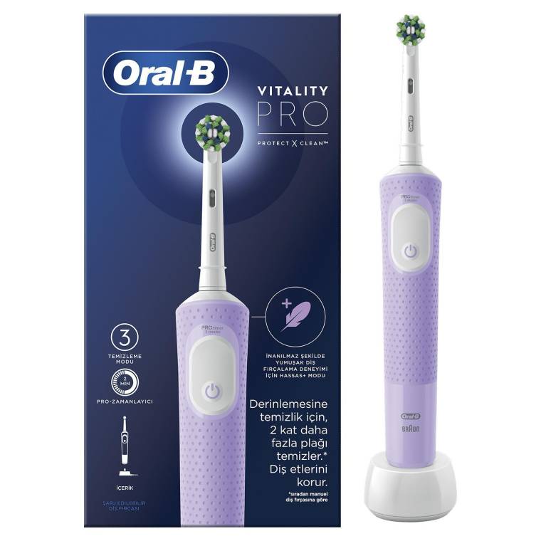 Oral-B D103 Vitality Pro Cross Action Şarjlı Diş Fırçası - Lila - 1