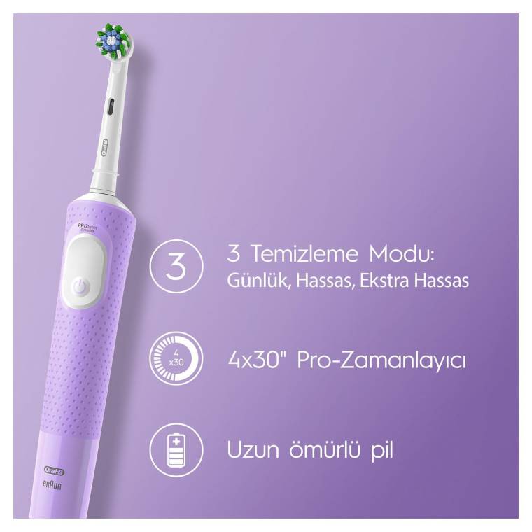 Oral-B D103 Vitality Pro Cross Action Şarjlı Diş Fırçası - Lila - 5