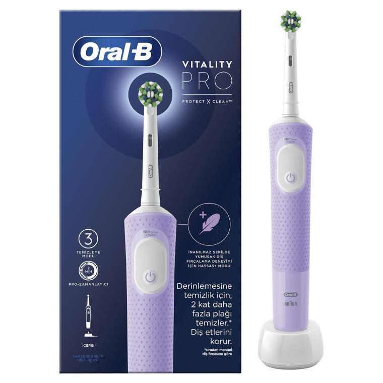 Oral-B D103 Vitality Pro Cross Action Şarjlı Diş Fırçası - Lila - 1