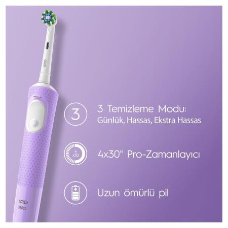 Oral-B D103 Vitality Pro Cross Action Şarjlı Diş Fırçası - Lila - 5