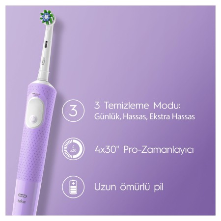 Oral-B D103 Vitality Pro Cross Action Şarjlı Diş Fırçası - Lila - Thumbnail