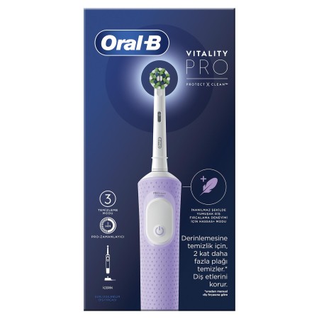 Oral-B D103 Vitality Pro Cross Action Şarjlı Diş Fırçası - Lila - Thumbnail