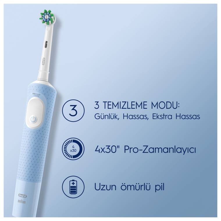 Oral-B D103 Vitality Pro Cross Action Şarjlı Diş Fırçası - Mavi - 2