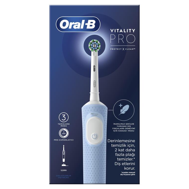 Oral-B D103 Vitality Pro Cross Action Şarjlı Diş Fırçası - Mavi - 7