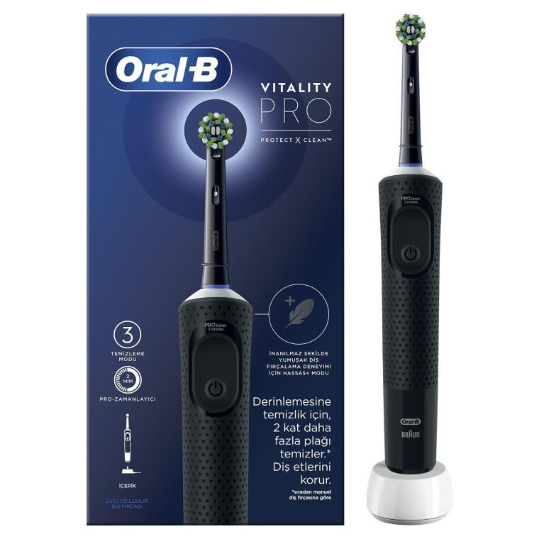 Oral-B D103 Vitality Pro Cross Action Şarjlı Diş Fırçası - Siyah - 1