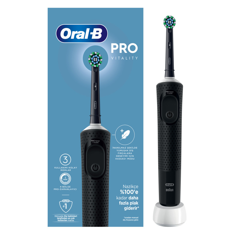 Oral-B D103 Vitality Pro Cross Action Şarjlı Diş Fırçası - Siyah - 1