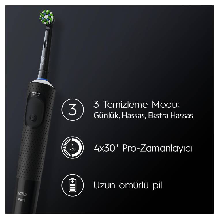 Oral-B D103 Vitality Pro Protect x Clean Şarjlı Diş Fırçası - Siyah - 4
