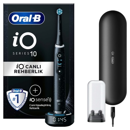 Oral-B iO10 Kozmik Siyah Şarjlı/Elektrikli Diş Fırçası, 1 Fırça Başlığı, Hızlı Manyetik Şarj Cihazı, Uzun Ömürlü Pil, Şarj Eden Seyahat Kabı