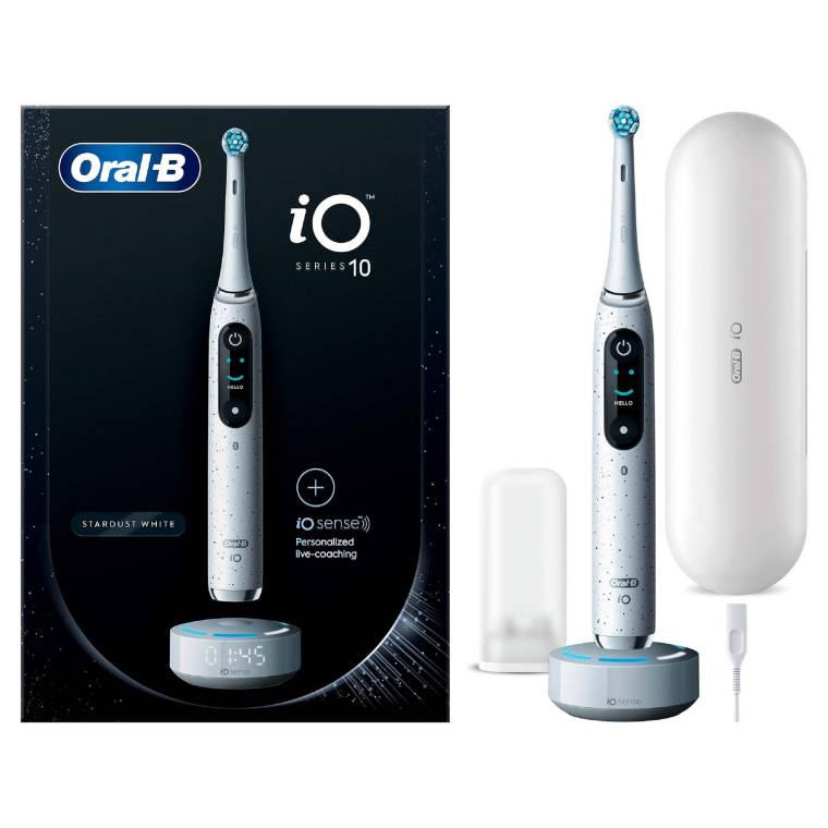 Oral-B iO10 Stardust White Şarjlı/Elektrikli Diş Fırçası, 1 Fırça Başlığı, Hızlı Manyetik Şarj Cihazı, Uzun Ömürlü Pil, Şarj Eden Seyahat Kabı - 1