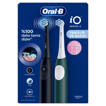 Oral-B iO 2 Şarjlı Diş Fırçası Seti 2'li - Siyah / Yeşil - 3