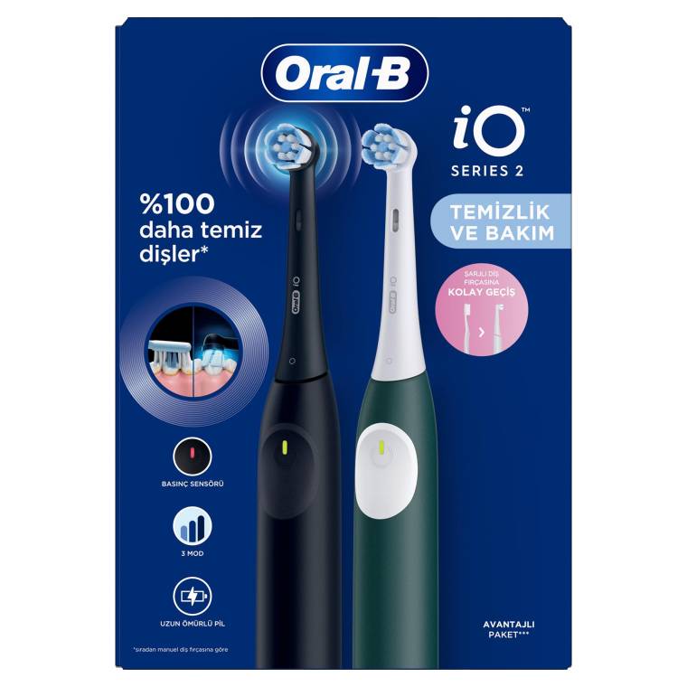 Oral-B iO 2 Şarjlı Diş Fırçası Seti 2'li - Siyah / Yeşil - 3