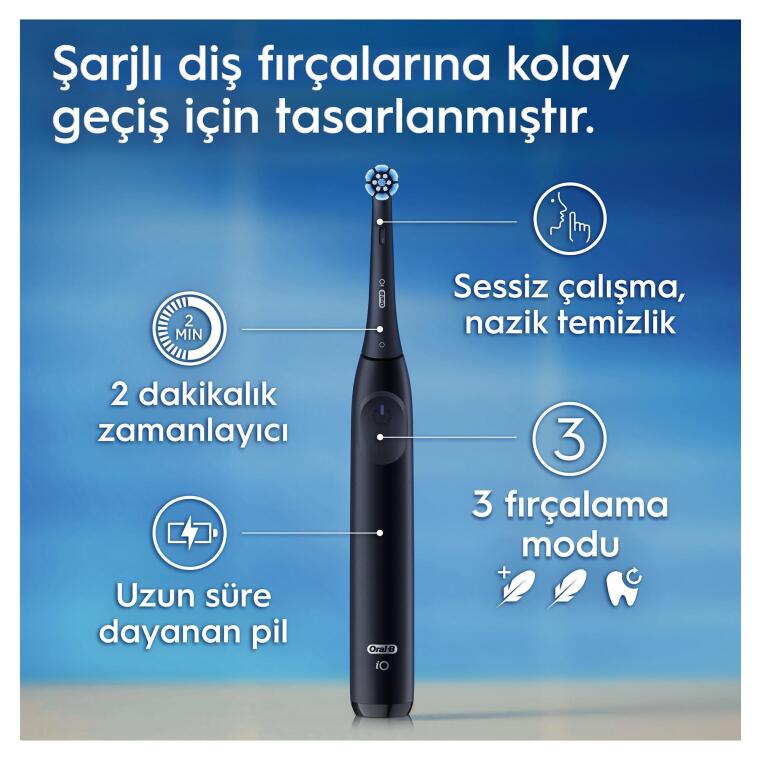 Oral-B iO 2 Şarjlı Diş Fırçası - Siyah, Seyahat Kabı ile - 6