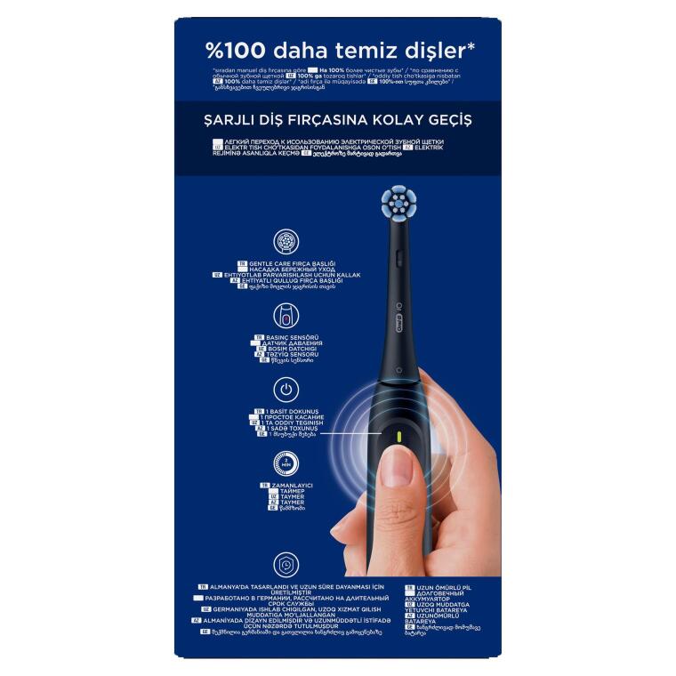 Oral-B iO 2 Şarjlı Diş Fırçası - Siyah, Seyahat Kabı ile - 9