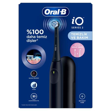 Oral-B iO2 Siyah Şarjlı/Elektrikli Diş Fırçası, 1 Fırça Başlığı, Tek Şarjda 4 Haftaya Varan Kullanım, Seyahat Kabı - 3