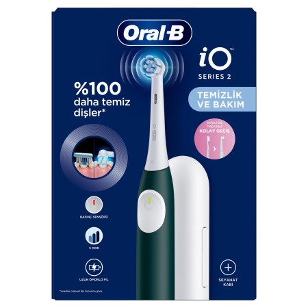 Oral-B iO 2 Şarjlı Diş Fırçası - Yeşil, Seyahat Kabı ile - 4