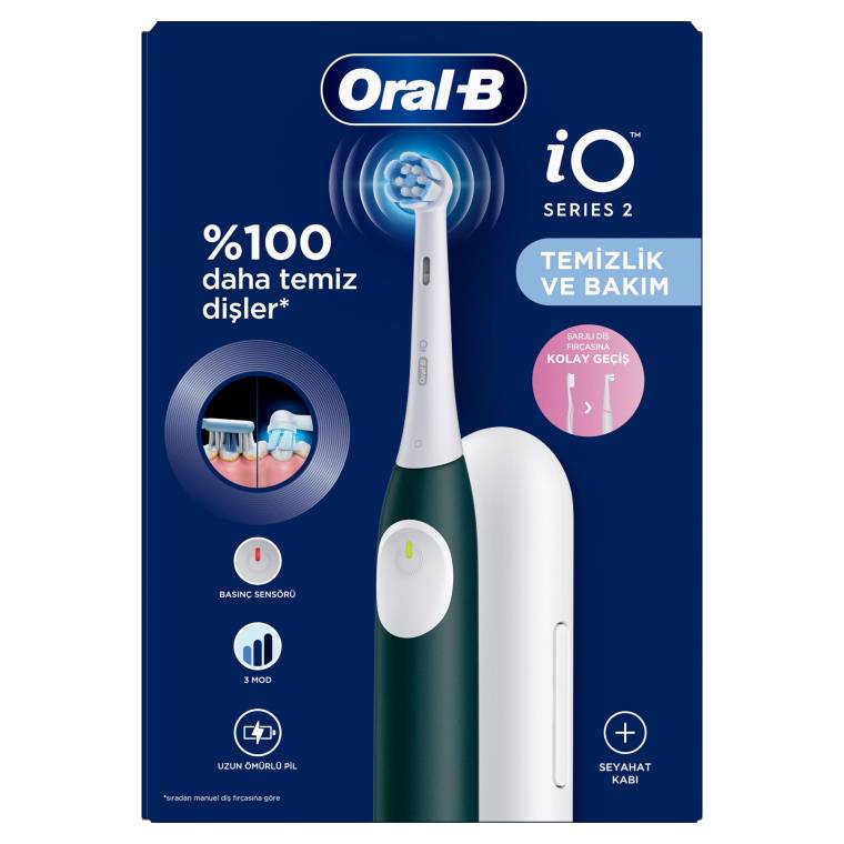 Oral-B iO 2 Şarjlı Diş Fırçası - Yeşil, Seyahat Kabı ile - 4
